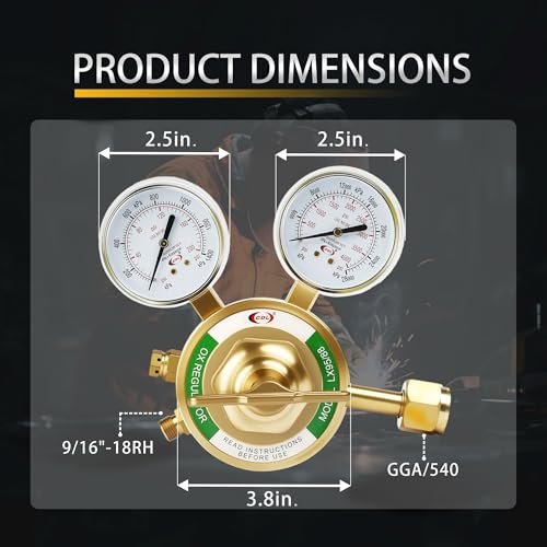 CDL LX95 Extra Heavy Duty Oxygen Regulator CGA540,Forged Brass - size: Extra Heavy Duty, style: Oxygen