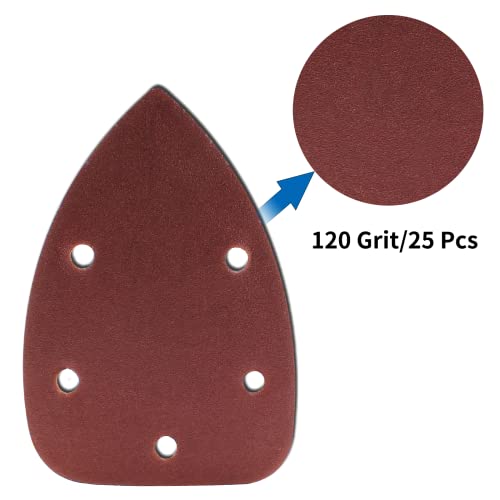 25 Pcs Mouse Detail Sander Sandpaper, 120 Grit, 5 Hole - size: 120 Grit - 25 Pcs