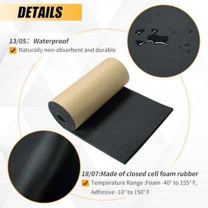 1/2" T x 16" W x 78" L Neoprene Foam Rubber Sheet with Adhesive - size: 1/2" T x 16" W x 78" L