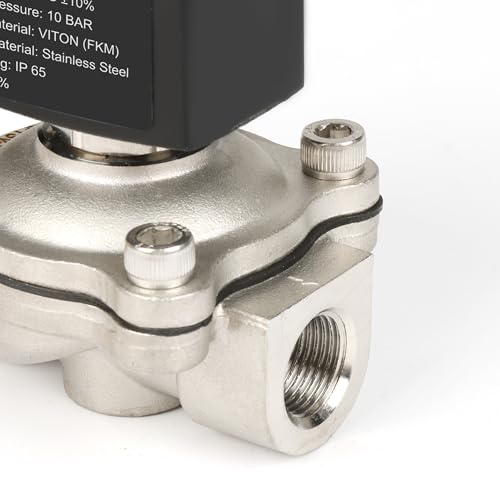 U.S. Solid 3/8" Stainless Steel Solenoid Valve -110V 120V AC, Normally Closed, 145 PSI Electric Valve for Water, Air, Diesel - size: 3/8 Inch