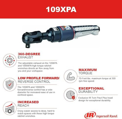 Ingersoll Rand 109XPA 3/8" Drive Air Ratchet Wrench - size: 3/8" Drive, style: 76 ft.-lb.