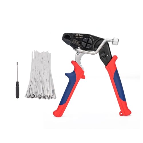 iCrimp One-Handed Zip Tie Gun for Tension & Cutting Zip Ties - color: Metal Zip Tensioner&100pcs Cable Tie