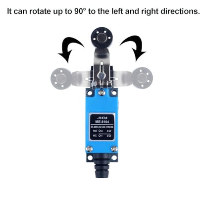 Momentary Limit Switch Travel Switch, Featuring a Side-Rotating Roller Actuator, NO and NC self-resetting momentary Switch(4PCS). - style: ME-8104