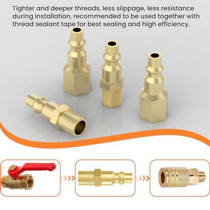 1/4-Inch NPT Brass Industrial Air Coupler Plug (4PCS)