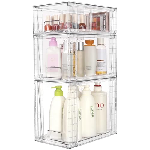 Vtopmart Clear Stackable Storage Drawers, 6 Pack Tall Organizer Set - style: 2 Large+2 Medium+2 Small