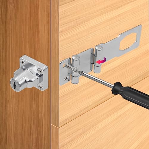 KIBBEH 1 Pack Door Lock Hasp Latchs, Collapsible Solid 304 Stainless Steel - color: 1 Pack(Universal Key)