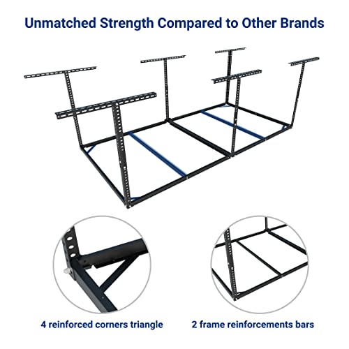 FLEXIMOUNTS 4x8 Overhead Garage Storage Rack, Without Decking, Black - color: Black