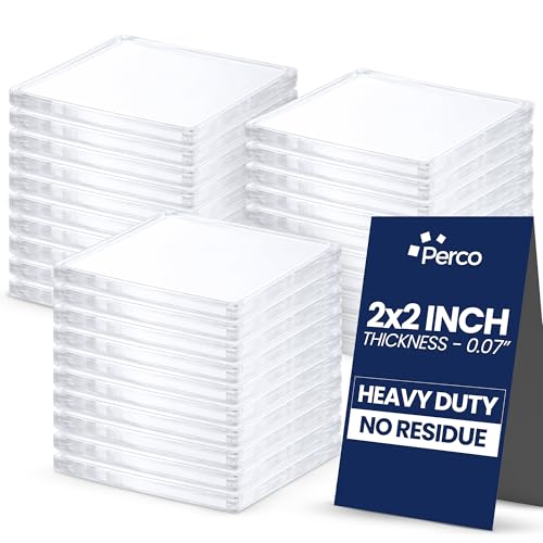 Perco Double Sided Tape Squares, Clear Nano Tape, 30 2"x2" Pre-Cut Mounting Squares – Strong Adhesive for Medium Items, Wall Décor, Mirrors, Posters, Photos, Crafts, Home, Office, DIY Projects - size: 2x2 inches