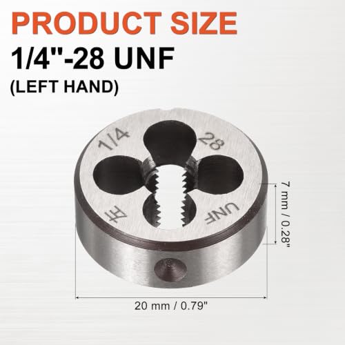 1/4"-28 UNF Round Threading Die Left Hand Alloy Steel - size: 1/4"-28 UNF