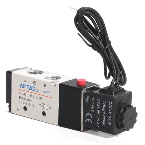 Solenoid Valve DC12V AirTAC 4V210-08 1/4"PT Outlet Wire Pneumatic Air 2 Position 5 Way Electric Single Coil Pilot-Operated - size: 1/4"PT, style: 4V210-08 DC12V Out of line