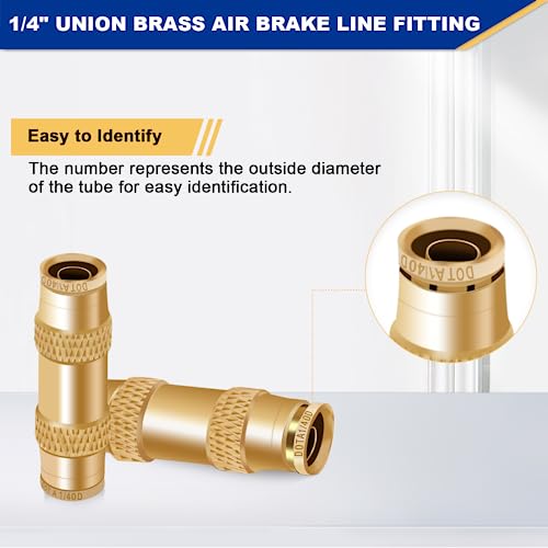 1/4" Brass Push To Connect Fittings, 5PCS DOT Air Line Fitting - color: 5PCS 1/4" Union