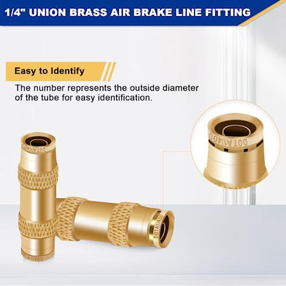 1/4" Brass Push To Connect Fittings, 5PCS DOT Air Line Fitting - color: 5PCS 1/4" Union
