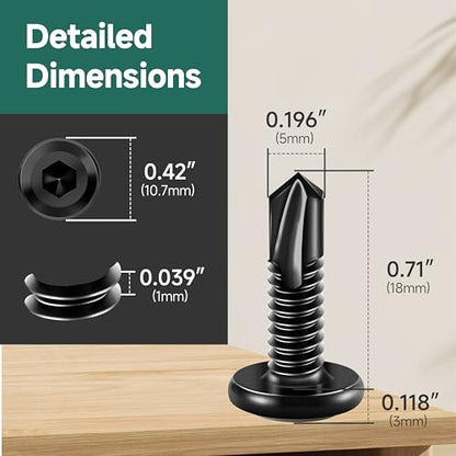 100Pcs 10 x 3/4" Sheet Metal Screws, Stainless Steel Flat Head Socket Cap Self Drilling Screw, Allen Socket Drive Black Oxide, Self Tapping Screws with Drill Bit - color: Black, size: #10 x 3/4"