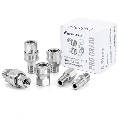 3/8 Inch Pressure Washer Quick Connect Fittings, Stainless Steel, 8-Piece - color: 8 Piece