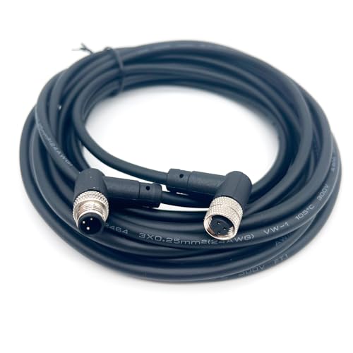6.56Ft M8 3Pin Female to Male Connector Cable A Code Right Angle Aviation Sensor Electrical PVC Industrial Cable Threaded Locking IP67 Rated 60V/3A Unshielded Cable AWG24(2M PVC) - color: 3Pin, size: 2M/6.56Ft