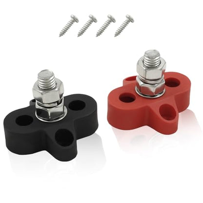 2Pcs Single Stud Battery Junction Post, 5/16 Inch, Red and Black - size: M8