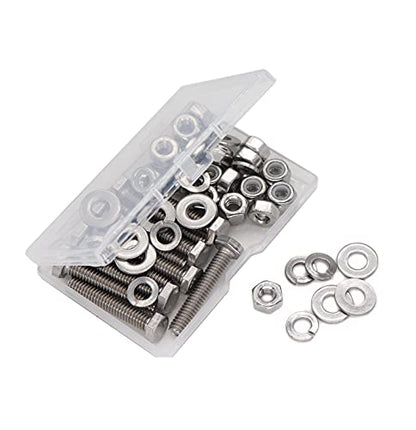 1/4-20 x 1 Hex Bolts Screws, with 1/4-20 Nylon Inserted Lock Nuts / 1/4 Washers / 1/4-20 Hex Nuts, 304 Stainless Steel /A2-70, Silver Tone, 50pcs - size: 1/4-20" x 1" (10-Pack)