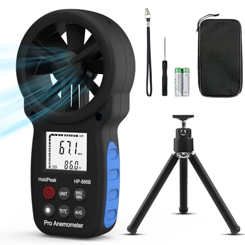 866B Handheld Anemometer with Tripod, Wind Speed CFM Meter - color: 866B+Small Tripod