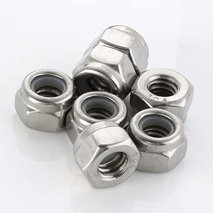 3/8-16 Nylon Insert Hex Lock Nuts Locknuts, 304 Stainless Steel 18-8, Bright Finish, 25 PCS - color: Silver, size: 3/8-16