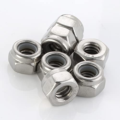 1/2-13 Nylon Insert Hex Lock Nuts Locknuts, 304 Stainless Steel 18-8, Bright Finish, 25 PCS - color: Silver, size: 1/2-13