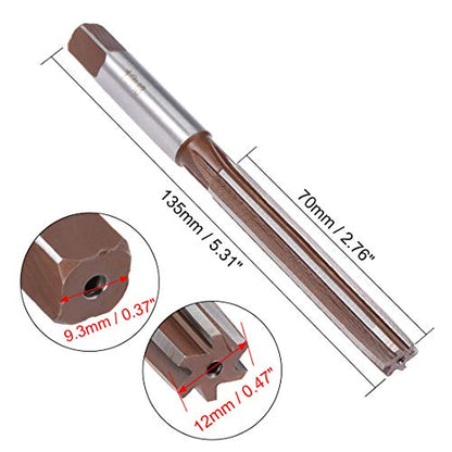 uxcell Hand Reamer 12mm Alloy Tool Steel H8 6 Straight Flutes Hand Milling Cutter Tool Metric Reaming Drill Bit for Metal - size: 12mm