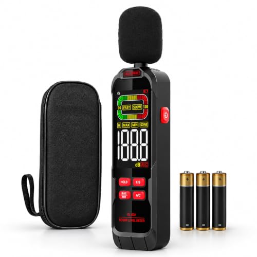 Decibel Meter, Digital Sound Decibel Meter - Range 30-130dB - color: Black-B