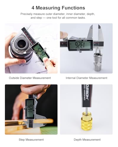 Digital Caliper, Rechargeable Digital Micrometer-IP54 Waterproof, Stainless Steel & Large LCD Screen Caliper Measuring Tool-Inch/Metric/Fraction,6" Calipers-Auto Off for Pros & DIYers - size: 6"-Micro-B