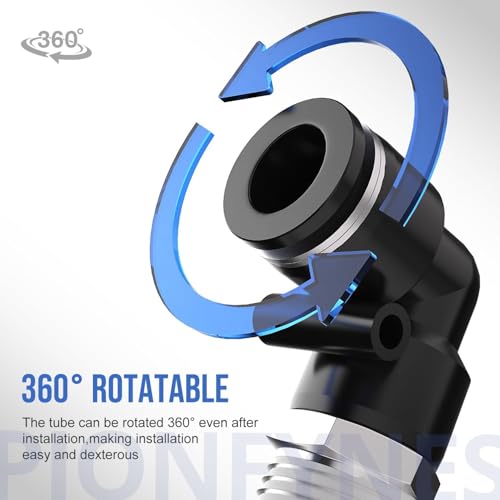 12PCS Pneumatic Elbow and Straight Combination 1/2 Inch Tube OD x 1/2 Inch NPT Thread Push to Connect Fittings