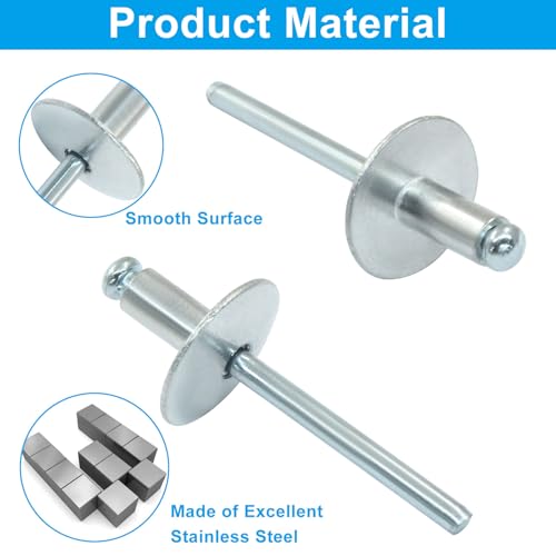 Aluminum Blind Rivet 3/16" x 3/8", 100 Pcs - size: 3/16" x 3/8"
