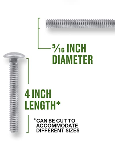 Hillman Hot-Dipped Galvanized Carbon Steel Carriage Bolts 5/16-18 x 4-Inch - size: 50-Pack, style: 5/16" x 4"