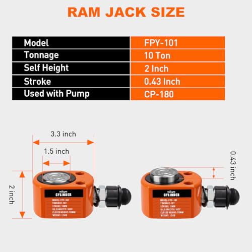 Nilight 10Ton Hydraulic Cylinder Jack Porta Power Ram Single Acting Lifting - size: 10T Jack
