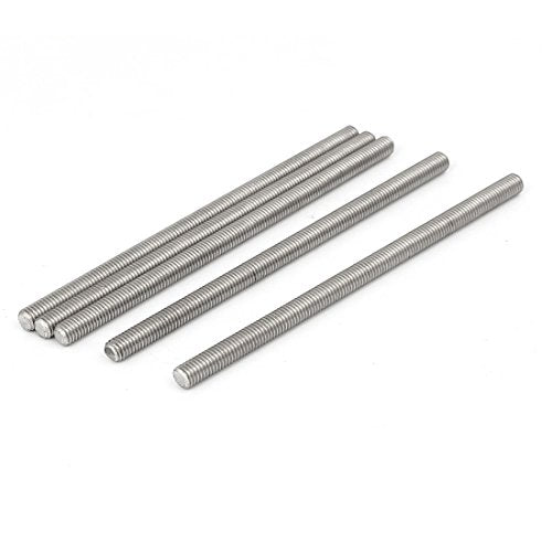 uxcell M5 x 100mm 304 Stainless Steel Fully Threaded Rod Bar Studs Fasteners 5 Pcs - size: M5 x 100mm