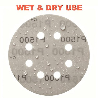 5 Inch 8 Hole Hook and Loop Sanding Discs: 100Pcs, 400-2000 Assorted Grit