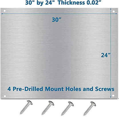 24 x 30-inch Reversible Stainless Steel Backsplash for Kitchen wall，Splatter Guard and Cooking Shield， Range Hood Accessories to Keep Kitchen Clean， Four Pre Drilled Holes for Easy Installation - size: 30"×24"(1-pc)