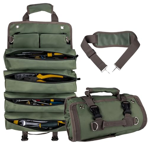 ITTAR Roll Up Tool Bag Organizer, Heavy Duty Motorcycle Tool Roll Up Bag