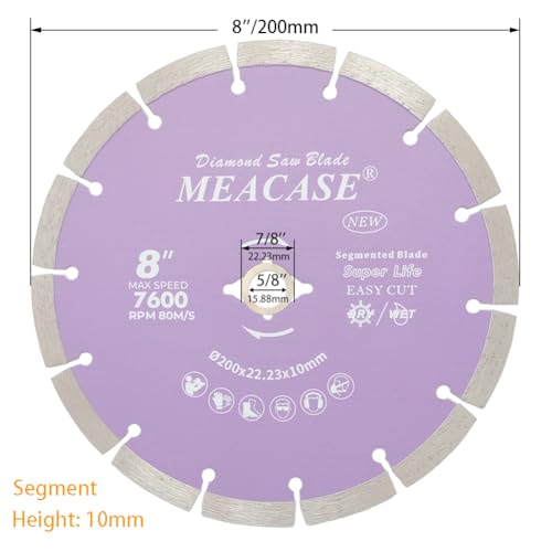 8 inch General Purpose Segmented Diamond Saw Blade for Concrete Masonry Brick Block Stone - style: 8''