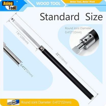 Wood Turning Tool Set Carbide Tipped Lathe Chisel Finisher Tools Bar with Ci3 12mm Round Carbide Insert Cutter for Wood Hobbyist or DIY or Carpenter