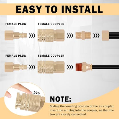 CheeMuii 86 Pcs Brass DOT Air Line Fittings with 1/4" & 3/8" DOT Air Hoses - size: 2ROLL-90PCS