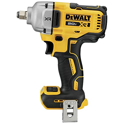 DEWALT 20V MAX Cordless Impact Wrench, 1/2' Hog Ring, Includes LED Work Light and Belt Clip, Bare Tool Only (DCF891B)