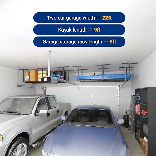 FLEXIMOUNTS 3x8 Overhead Garage Ceiling Storage Rack, 2 Pack, Hammertone - color: Hammertone, size: 3x8 ft