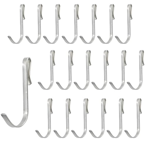20pcs J-Shaped Stainless Steel Hanger Hooks - Clip-On, Wire Rack, Sink Grid & Shelf Hooks for Kitchen, Bedroom & Office, Silver - color: Silver, size: 0.1"