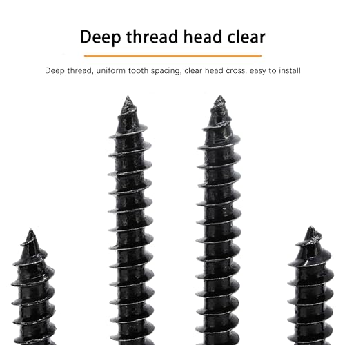 #10 X 1-1/2" Black Screw,Flat Head Phillips Wood Screw, Electroplating Black Carbon Steel, #10 X 1-1/2-Inch, 50Pcs - color: Black Zinc Plated Screws, size: #10 x 1-1/2"