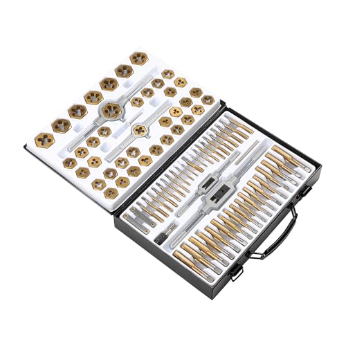 86-Piece Tap and Die Set, Titanium-Coated SAE and Metric Threading Tool Kit