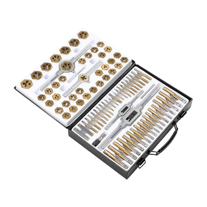 86-Piece Tap and Die Set, Titanium-Coated SAE and Metric Threading Tool Kit