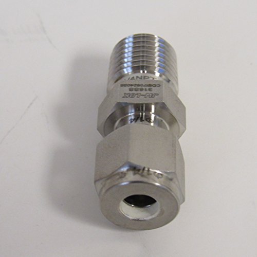 316 Stainless Steel Compression Fitting, 1/4" Tube x 1/4" NPT Male Connector, Twin Ferrule Leak-Resistant Tube Adapter for High-Pressure Applications, ASME B1.20.1 Compliant