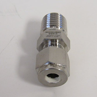 316 Stainless Steel Compression Fitting, 1/4" Tube x 1/4" NPT Male Connector, Twin Ferrule Leak-Resistant Tube Adapter for High-Pressure Applications, ASME B1.20.1 Compliant