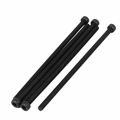 uxcell M4x100mm Fully Thread Hex Socket Head Knurled Cap Screws Bolt Black 5pcs - size: M4 x 100mm