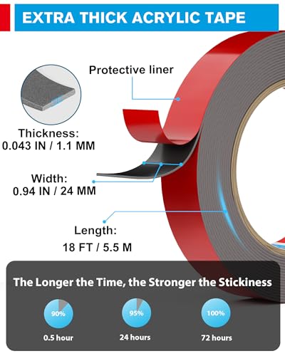 Double Sided Tape Heavy Duty Mounting Tape,TESA Strong Adhesive,18ftx0.94in - size: 0.94IN x 18FT-6411