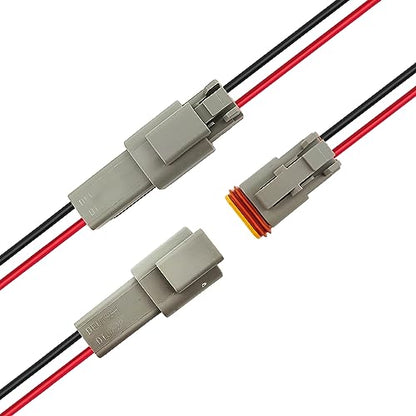 14 AWG 2 Pin DT Connector Waterproof Automotive Electrical Connector, Male and Female Way Auto Electrical Wire Connectors Harness for Car Truck Boat Motorcycle Trike Caravan - 6 Pack - style: 2 Pin-6 Sets