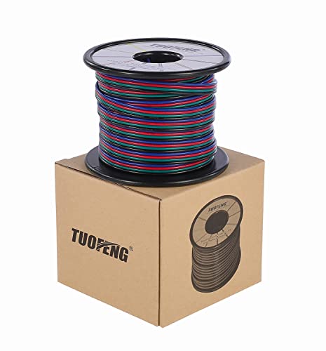 TUOFENG 20 AWG 4 Conductor Extension Wire for 4 Pin RGB LED Strips, 40 ft - size: 20 awg 4 parallel lines 40ft